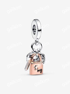 Pandora Two-tone Key, Padlock & Heart Triple Dangle Charm